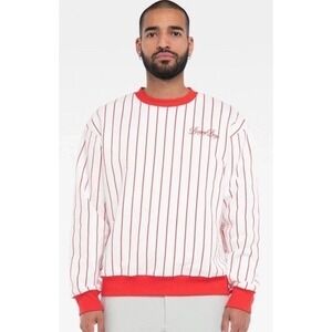 Bogey Boys Striped Crewneck Sweatshirt Red and White Golf Pullover NWOT